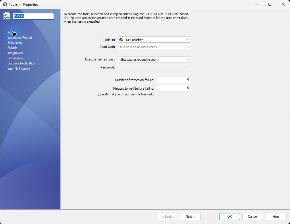 PDMPublisher selected on the Add-in page