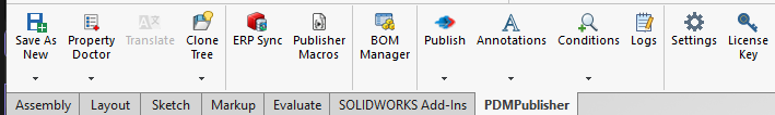 PDMPublisher for SOLIDWORKS CommandManager with Publisher Macros