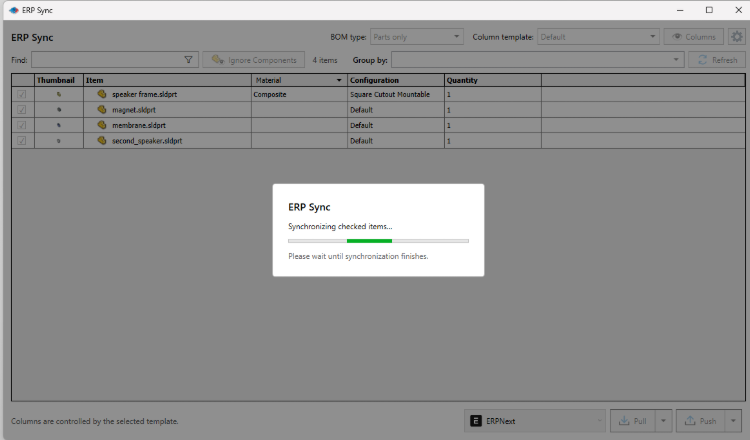 ERPNext synchronization in progress