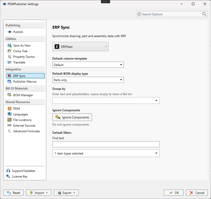 Enabled ERP Sync settings page