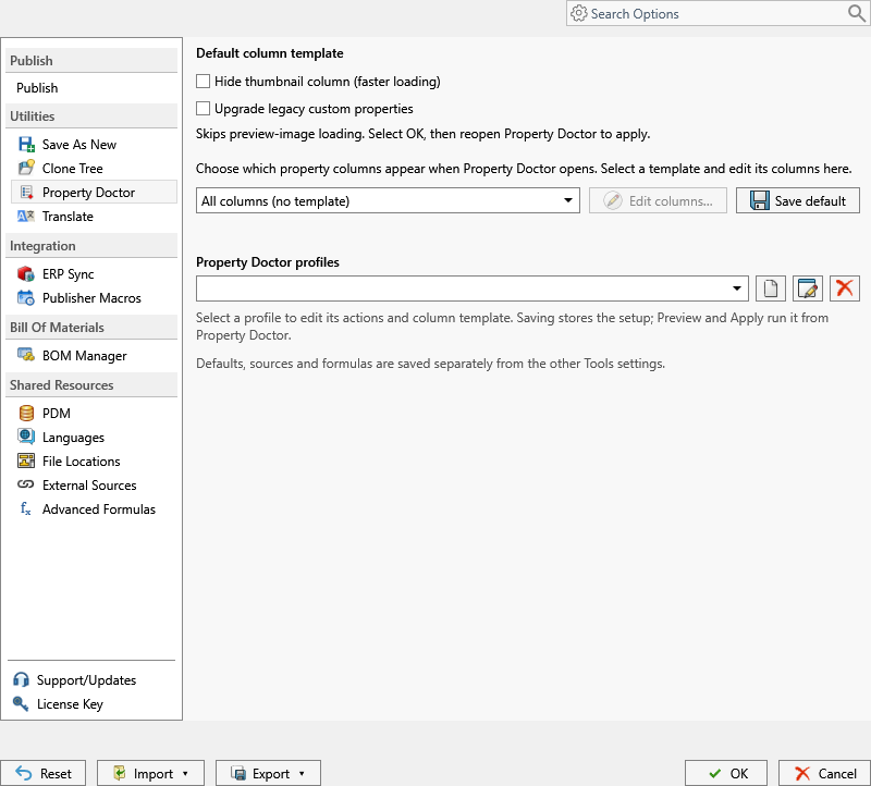Current Property Doctor settings